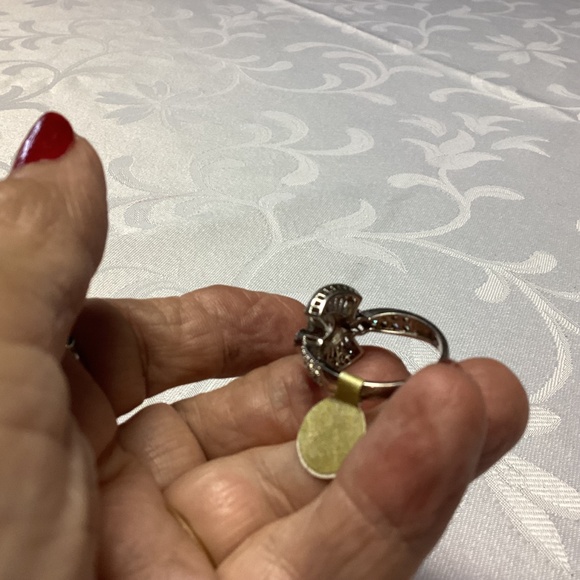 ART DECO Cubic zirconia. Sterling cocktail ring size 10 - Picture 10 of 13